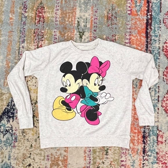 Vintage Mickey & Minnie Mouse Disney Cartoon 1980s Crewneck Womens Sweatshirt - Picture 1 of 3